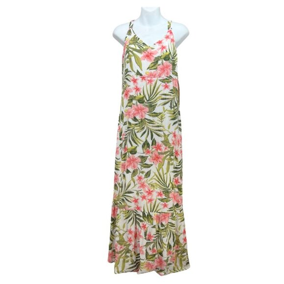 Hurley | Women's Ruffle Hem Maxi Dress | White | Floral | Various Sizes - Picture 1 of 4